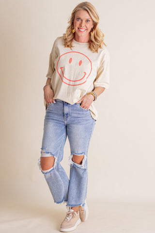 Smiling Ear To Ear Washed Top *Final Sale*