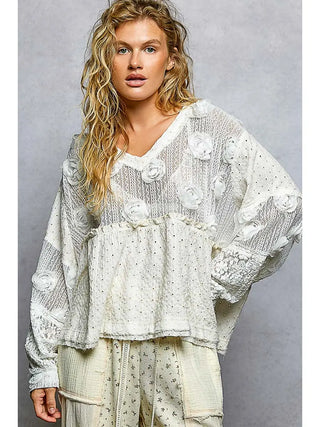 Eyes On You Balloon Sleeve Top - Ivory