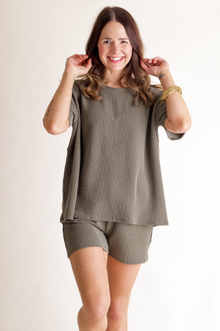 Just Right Ribbed Top and Shorts Set