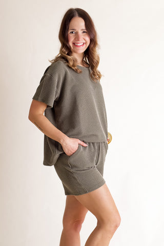 Just Right Ribbed Top and Shorts Set