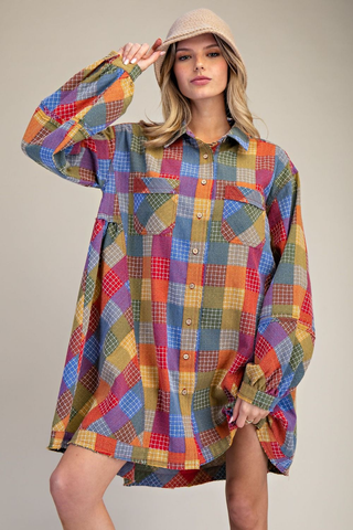 Just That Easy Button Down Tunic Dress - Olive