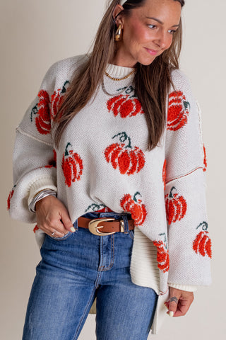 Hello Pumpkin Round Neck Sweater