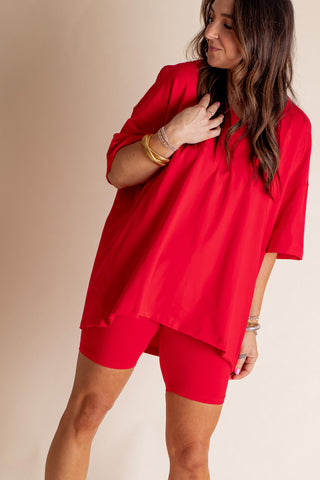 Piece It Together V Neck Top and Biker Shorts Set