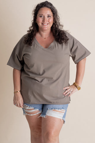 On The Edge V-Neck Top - CURVY *Final Sale*