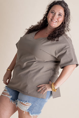 On The Edge V-Neck Top - CURVY *Final Sale*