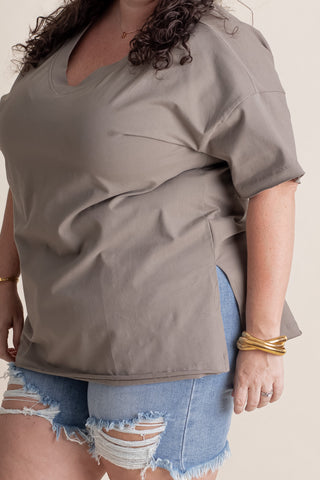 On The Edge V-Neck Top - CURVY *Final Sale*