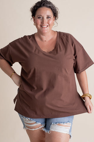 On The Edge V-Neck Top - CURVY *Final Sale*