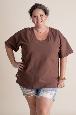 On The Edge V-Neck Top - CURVY *Final Sale*