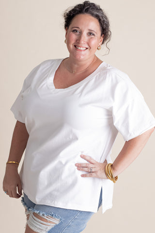 On The Edge V-Neck Top - CURVY *Final Sale*