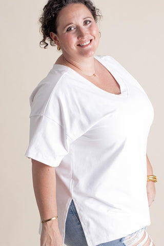 On The Edge V-Neck Top - CURVY *Final Sale*