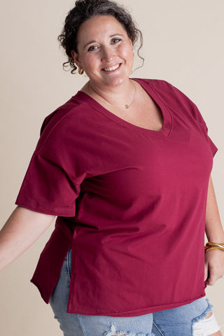 On The Edge V-Neck Top - CURVY *Final Sale*