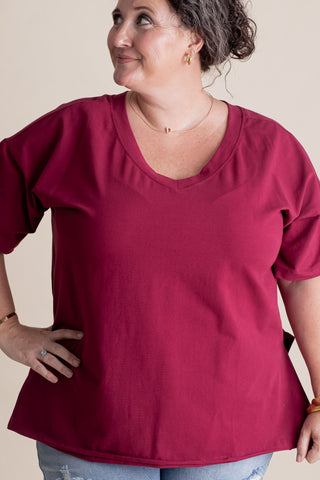 On The Edge V-Neck Top - CURVY *Final Sale*