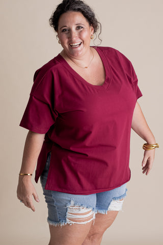 On The Edge V-Neck Top - CURVY *Final Sale*