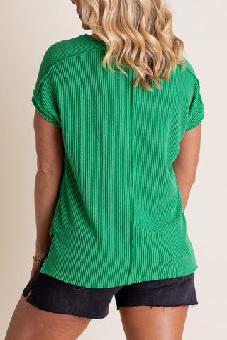 Time To Travel Urban Ribbed Drop Shoulder Top *Final Sale*