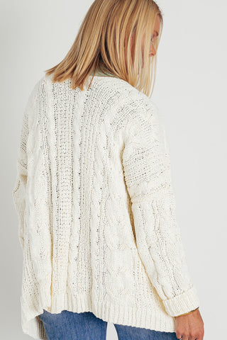 Hit Me Up Chenille Cable Knit Cardigan *Final Sale*