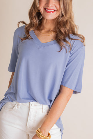 Added Flair V Neck Top *Final Sale*