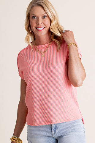 Time To Travel Urban Ribbed Drop Shoulder Top *Final Sale*