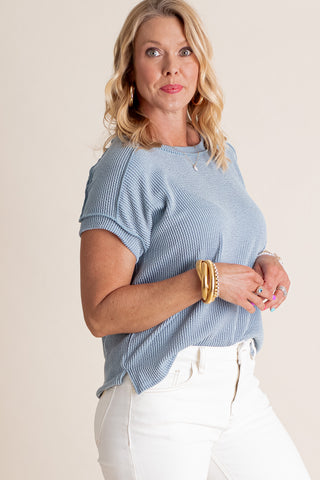 Time To Travel Urban Ribbed Drop Shoulder Top *Final Sale*