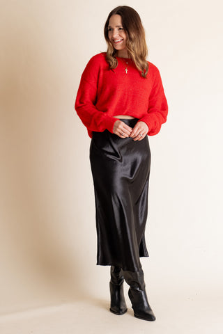 Hopelessly Devoted Satin Midi Skirt *Final Sale*