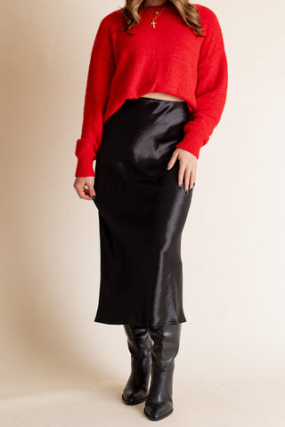 Hopelessly Devoted Satin Midi Skirt *Final Sale*