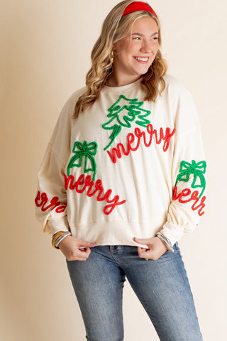 Merry Embroidered Sweatshirt