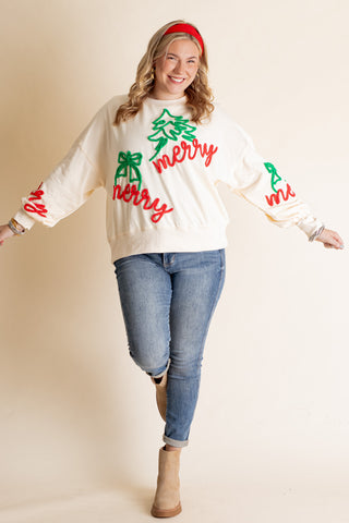 Merry Embroidered Sweatshirt