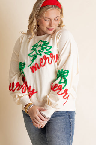 Merry Embroidered Sweatshirt