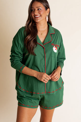 Santa Embroidered Pajama Set