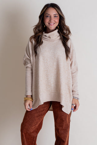 All For The Fun Cowl Neck Sweater