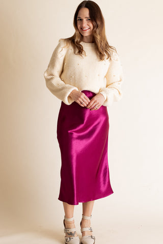 Hopelessly Devoted Satin Midi Skirt