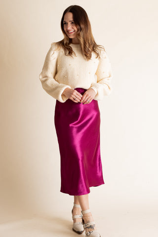 Hopelessly Devoted Satin Midi Skirt *Final Sale*