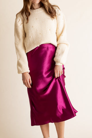 Hopelessly Devoted Satin Midi Skirt