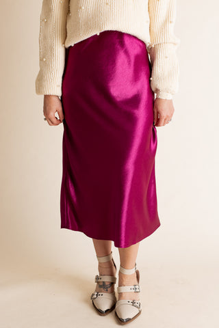 Hopelessly Devoted Satin Midi Skirt