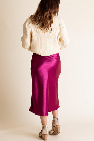 Hopelessly Devoted Satin Midi Skirt