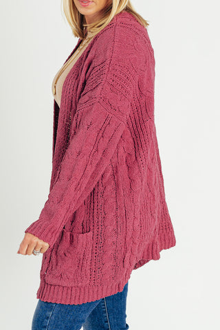 Hit Me Up Chenille Cable Knit Cardigan *Final Sale*