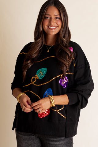 Christmas Lights Sequin Sweatshirt