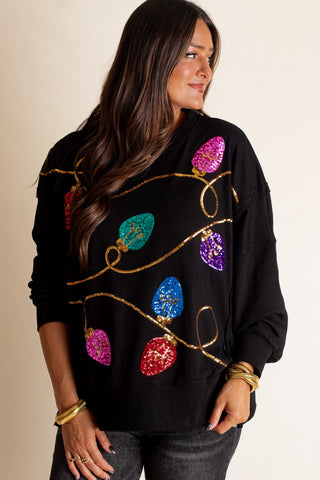 Christmas Lights Sequin Sweatshirt