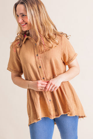 Walk In The Park Button Down Top *Final Sale*