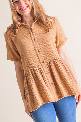 Walk In The Park Button Down Top *Final Sale*