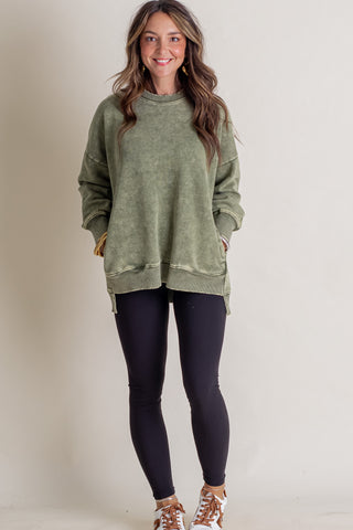 Change In The Air Acid Wash Hi-Low Pullover