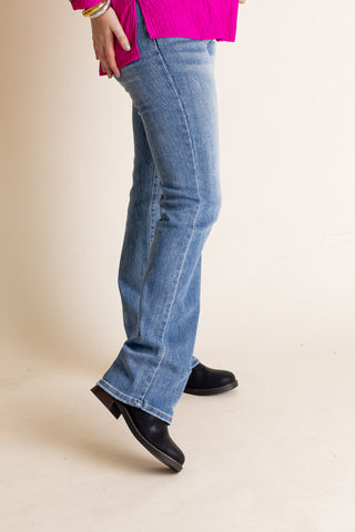 Megan Mid Rise Long Straight Leg Jeans