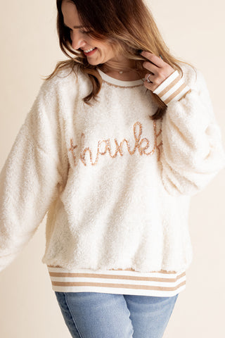 Thankful Embroidered Oversized Sweatshirt