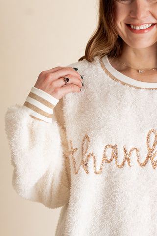 Thankful Embroidered Oversized Sweatshirt