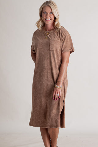 Tried It All Mineral Wash T Shirt Dress *Final Sale*