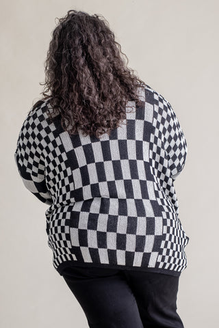 I'll Be Back Checkered Cardigan - CURVY