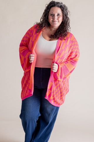 I'll Be Back Checkered Cardigan - CURVY