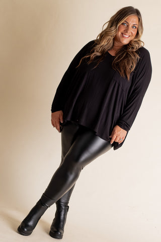 Hopelessly Devoted Faux Leather Leggings - CURVY