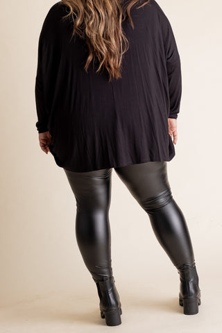 Hopelessly Devoted Faux Leather Leggings - CURVY