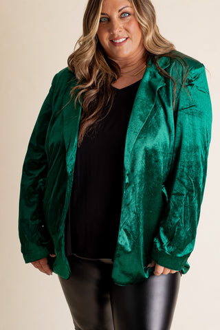 Sealed The Deal Velvet Blazer - CURVY