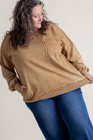 Sweet Bliss Acid Wash Pullover - CURVY